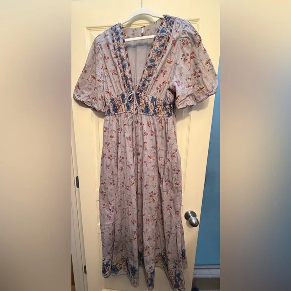 Free People Floral Dress in Gray and Blue - Picture 3 of 8